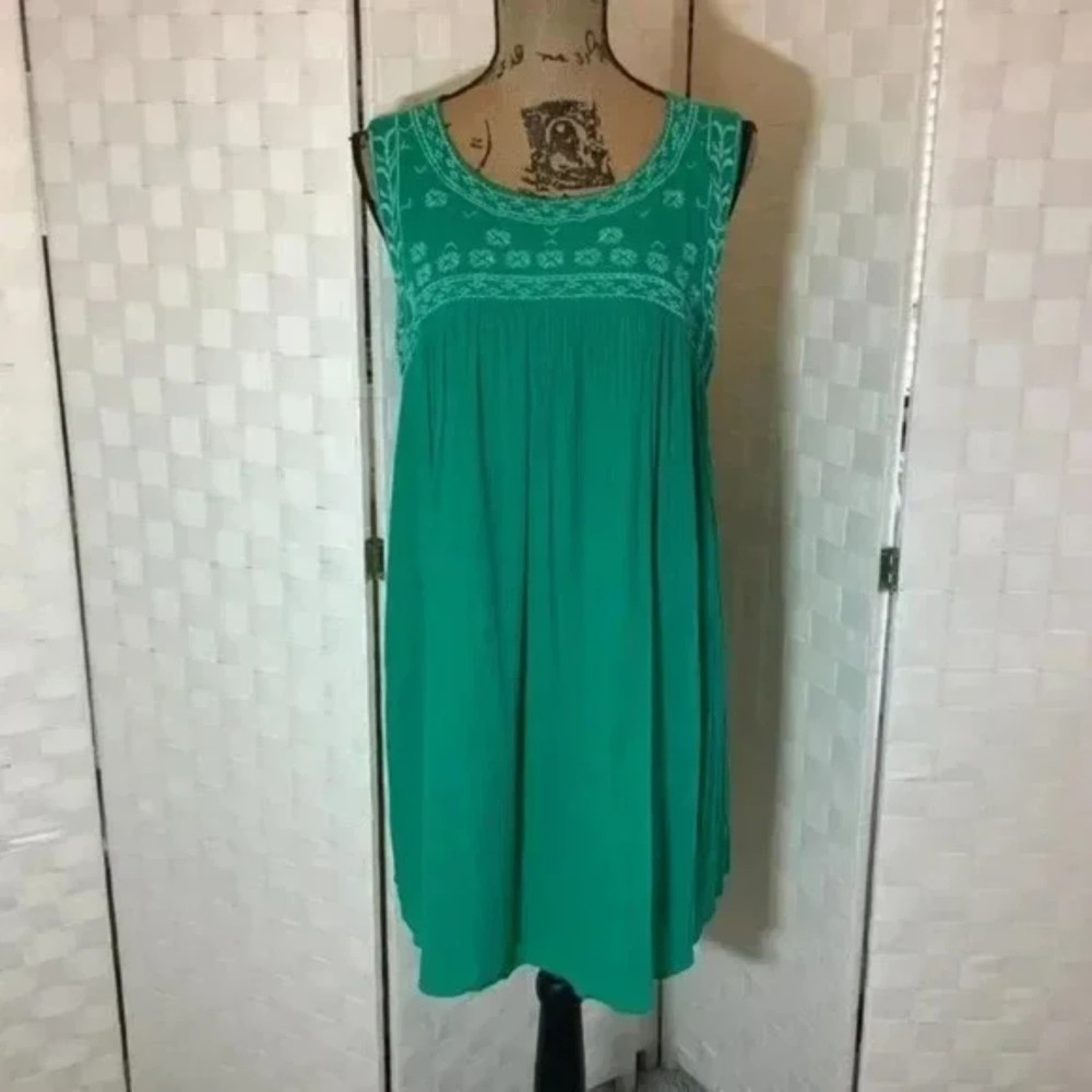 red camel open back mini dress size large turquoise - green